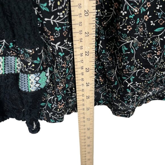 Style & Co Top Blouse XXL Black Blue Floral Embroidered Lace Boho Peasant - Picture 8 of 10